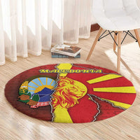 North Macedonia Round Carpet National Emblem With Lion - Wonder Print Shop