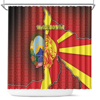 North Macedonia Shower Curtain National Emblem With Lion - Wonder Print Shop