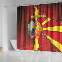 North Macedonia Shower Curtain National Emblem With Lion - Wonder Print Shop