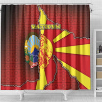 North Macedonia Shower Curtain National Emblem With Lion - Wonder Print Shop