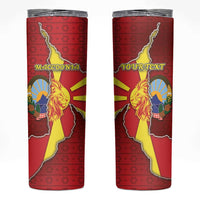 Personalized North Macedonia Skinny Tumbler National Emblem With Lion - Wonder Print Shop