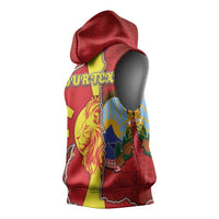 Personalized North Macedonia Sleeveless Hoodie National Emblem With Lion - Wonder Print Shop