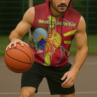 Personalized North Macedonia Sleeveless Zip Hoodie National Emblem With Lion - Wonder Print Shop