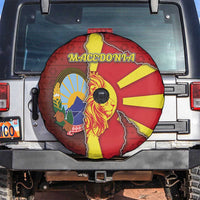 North Macedonia Spare Tire Cover National Emblem With Lion - Wonder Print Shop