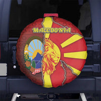 North Macedonia Spare Tire Cover National Emblem With Lion - Wonder Print Shop