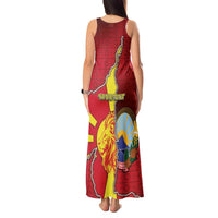 Personalized North Macedonia Tank Maxi Dress National Emblem With Lion - Wonder Print Shop