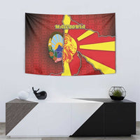 North Macedonia Tapestry National Emblem With Lion - Wonder Print Shop