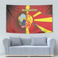 North Macedonia Tapestry National Emblem With Lion - Wonder Print Shop