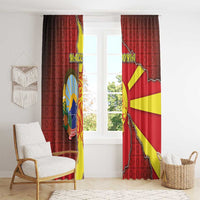 North Macedonia Window Curtain National Emblem With Lion - Wonder Print Shop