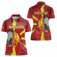 Personalized North Macedonia Women Polo Shirt National Emblem With Lion - Wonder Print Shop