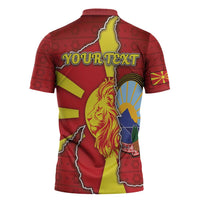 Personalized North Macedonia Zipper Polo Shirt National Emblem With Lion - Wonder Print Shop