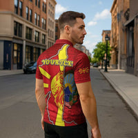 Personalized North Macedonia Zipper Polo Shirt National Emblem With Lion - Wonder Print Shop