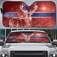 Norway Auto Sun Shade The Moose With Saxifrage Flowers Galaxy Style - Wonder Print Shop
