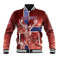 Personalized Norway Baseball Jacket The Moose With Saxifrage Flowers Galaxy Style - Wonder Print Shop