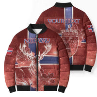 Personalized Norway Bomber Puffer Jacket The Moose With Saxifrage Flowers Galaxy Style - Wonder Print Shop