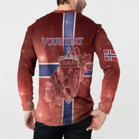 Personalized Norway Button Sweatshirt The Moose With Saxifrage Flowers Galaxy Style - Wonder Print Shop