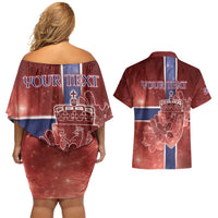 Personalized Norway Couples Matching Off Shoulder Short Dress and Hawaiian Shirt The Moose With Saxifrage Flowers Galaxy Style - Wonder Print Shop