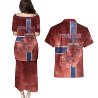 Personalized Norway Couples Matching Puletasi and Hawaiian Shirt The Moose With Saxifrage Flowers Galaxy Style - Wonder Print Shop