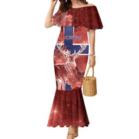 Personalized Norway Family Matching Mermaid Dress and Hawaiian Shirt The Moose With Saxifrage Flowers Galaxy Style - Wonder Print Shop