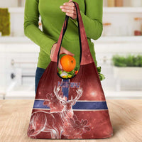 Norway Grocery Bag The Moose With Saxifrage Flowers Galaxy Style - Wonder Print Shop