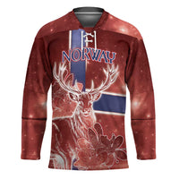 Personalized Norway Hockey Jersey The Moose With Saxifrage Flowers Galaxy Style - Wonder Print Shop