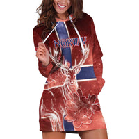 Personalized Norway Hoodie Dress The Moose With Saxifrage Flowers Galaxy Style - Wonder Print Shop