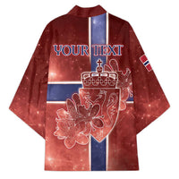 Personalized Norway Kimono The Moose With Saxifrage Flowers Galaxy Style - Wonder Print Shop