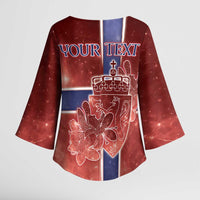 Personalized Norway Kimono Sleeve Blouse The Moose With Saxifrage Flowers Galaxy Style - Wonder Print Shop