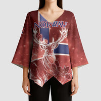 Personalized Norway Kimono Sleeve Blouse The Moose With Saxifrage Flowers Galaxy Style - Wonder Print Shop