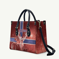 Norway Leather Bag The Moose With Saxifrage Flowers Galaxy Style - Wonder Print Shop