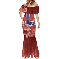 Personalized Norway Mermaid Dress The Moose With Saxifrage Flowers Galaxy Style - Wonder Print Shop