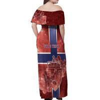 Personalized Norway Off Shoulder Maxi Dress The Moose With Saxifrage Flowers Galaxy Style - Wonder Print Shop