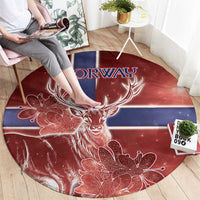 Norway Round Carpet The Moose With Saxifrage Flowers Galaxy Style - Wonder Print Shop