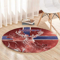 Norway Round Carpet The Moose With Saxifrage Flowers Galaxy Style - Wonder Print Shop