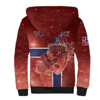 Personalized Norway Sherpa Hoodie The Moose With Saxifrage Flowers Galaxy Style - Wonder Print Shop