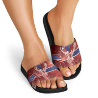 Norway Slide Sandals The Moose With Saxifrage Flowers Galaxy Style - Wonder Print Shop