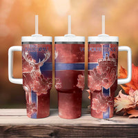 Personalized Norway Tumbler With Handle The Moose With Saxifrage Flowers Galaxy Style - Wonder Print Shop