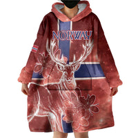 Personalized Norway Wearable Blanket Hoodie The Moose With Saxifrage Flowers Galaxy Style - Wonder Print Shop