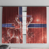 Norway Window Curtain The Moose With Saxifrage Flowers Galaxy Style - Wonder Print Shop