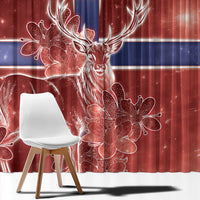 Norway Window Curtain The Moose With Saxifrage Flowers Galaxy Style - Wonder Print Shop