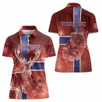 Personalized Norway Women Polo Shirt The Moose With Saxifrage Flowers Galaxy Style - Wonder Print Shop