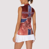 Personalized Norway Women Sleeveless Polo Shirt The Moose With Saxifrage Flowers Galaxy Style - Wonder Print Shop