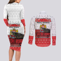 Georgia Christmas Couples Matching Long Sleeve Bodycon Dress and Long Sleeve Button Shirt GA Home For Christmas - Wonder Print Shop