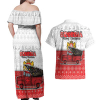 Georgia Christmas Couples Matching Off Shoulder Maxi Dress and Hawaiian Shirt GA Home For Christmas - Wonder Print Shop