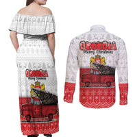 Georgia Christmas Couples Matching Off Shoulder Maxi Dress and Long Sleeve Button Shirt GA Home For Christmas - Wonder Print Shop
