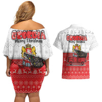 Georgia Christmas Couples Matching Off Shoulder Short Dress and Hawaiian Shirt GA Home For Christmas - Wonder Print Shop