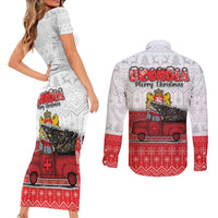 Georgia Christmas Couples Matching Short Sleeve Bodycon Dress and Long Sleeve Button Shirt GA Home For Christmas - Wonder Print Shop