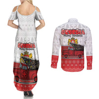 Georgia Christmas Couples Matching Summer Maxi Dress and Long Sleeve Button Shirt GA Home For Christmas - Wonder Print Shop