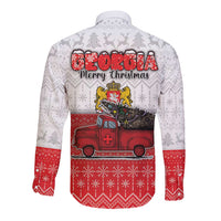 Georgia Christmas Long Sleeve Button Shirt GA Home For Christmas - Wonder Print Shop