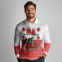 Georgia Christmas Long Sleeve Polo Shirt GA Home For Christmas - Wonder Print Shop